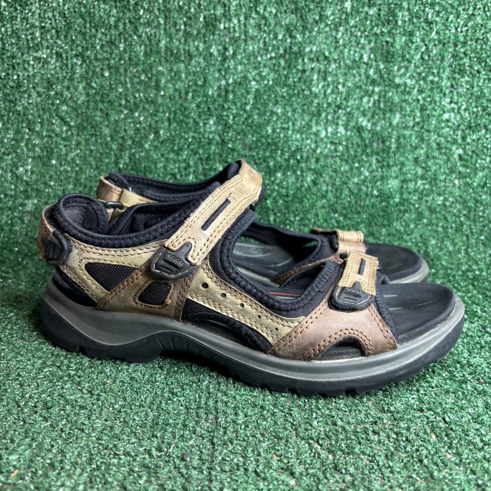 Ecco Yucatan Leather Adjustable Strappy Outdoor Walking Sandals Brown Womens 8.5